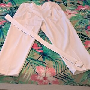 White Tapered Pants with Belt